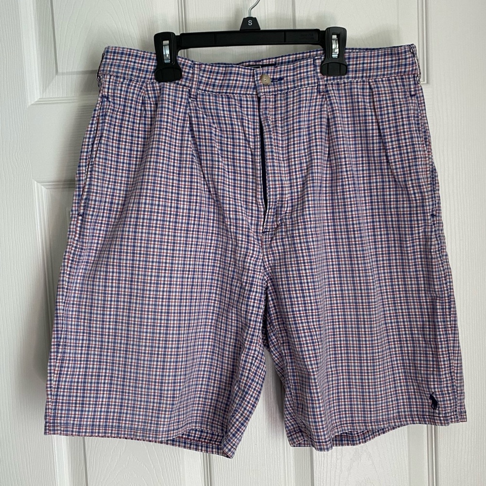 Polo Ralph Lauren Shorts Men Size 32 Red White Blue Gingham Checked VTG‎ USA